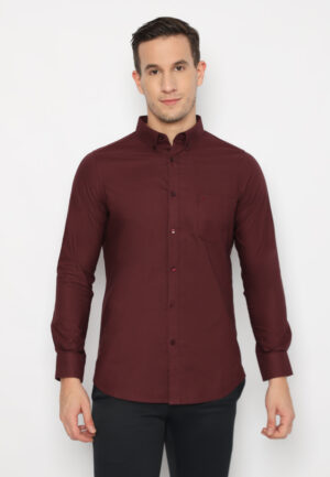 Jobb Bellagio Kemeja Pria Lengan Panjang Slim Fit Maroon