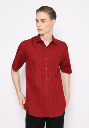 Jobb Elono Kemeja Pria Lengan Pendek Regular Fit Maroon