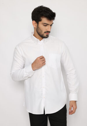 Jobb Brioni Kemeja Pria Lengan Panjang Regular Fit Putih