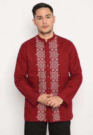 Jobb Haytham Baju Koko Pria Lengan Panjang Regular Fit Maroon
