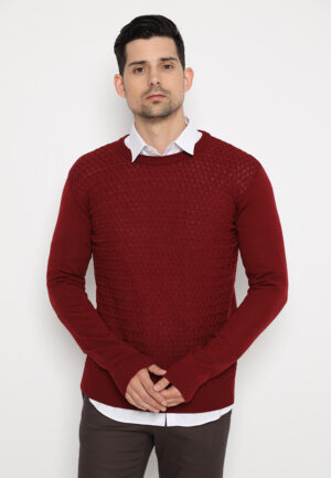 Jobb Garvin Outer Pria Lengan Panjang Slim Fit Maroon