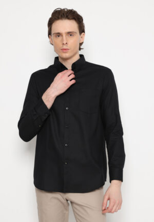 Jobb Brioni Kemeja Pria Lengan Panjang Regular Fit Hitam