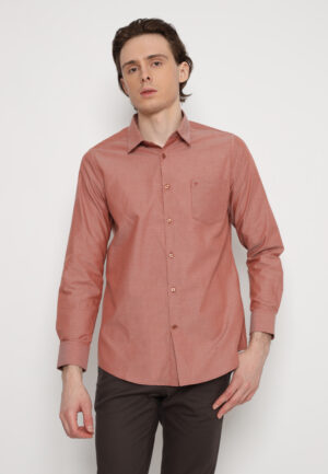 Jobb Lambeth Kemeja Pria Lengan Panjang Slim Fit Teracotta