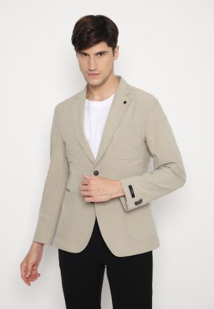 Jobb Rexford-T2 Blazer Pria Slim Fit Light Khaki