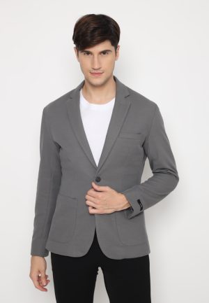 Jobb Bingham Jas Pria Slim Fit Abu-Abu