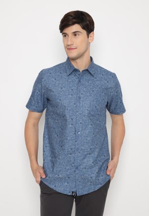 Jobb Springhill Kemeja Pria Lengan Pendek Slim Fit Navy