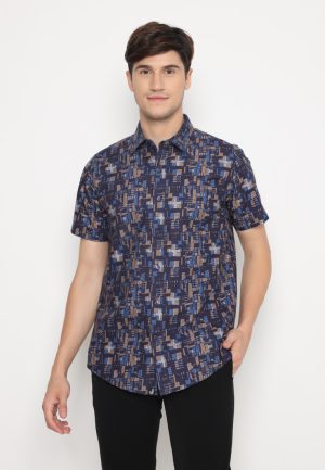 Jobb Humberside Kemeja Pria Lengan Pendek Slim Fit Navy
