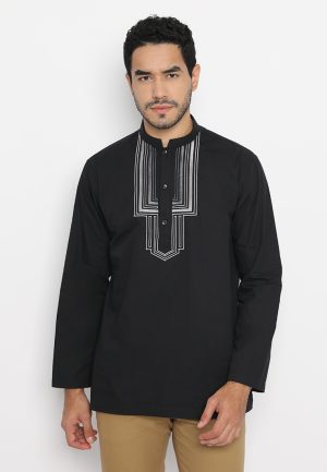 Jobb Aulian Baju Koko Pria Lengan Panjang Regular Fit Hitam