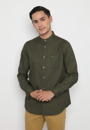 Jobb Harits Baju Koko Pria Modern Lengan Panjang Hijau