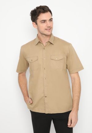 Jobb Hugo Kemeja Pria Lengan Pendek Regular Fit Medium Khaki