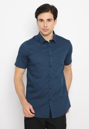 Jobb Kaison Kemeja Pria Lengan Pendek Slim Fit Navy
