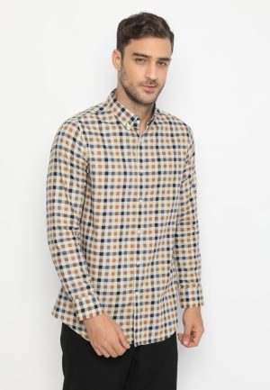 Jobb Miago Kemeja Pria Lengan Panjang Slim Fit Khaki