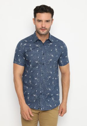 Jobb Maveno Kemeja Pria Lengan Pendek Slim Fit Navy