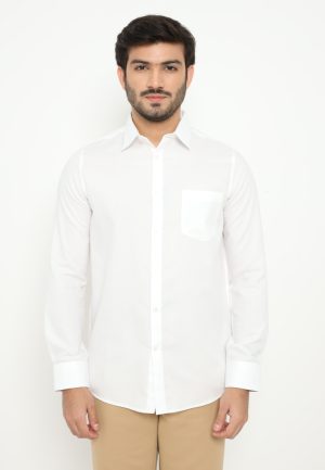 Jobb Delemont  Kemeja Pria Lengan Panjang Slim Fit White