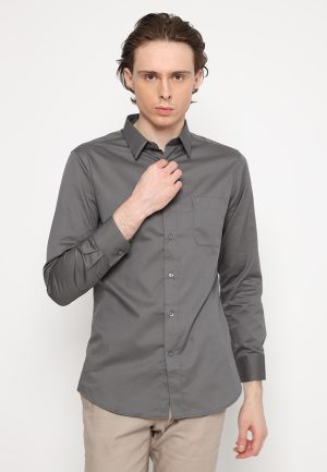 Jobb Geronimo Kemeja Pria Lengan Panjang Slim Fit Abu-Abu 3