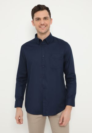 Jobb Brioni Kemeja Pria Lengan Panjang Regular Fit Navy 3