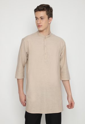 JOBB Hasbi Baju Koko Pria Lengan Pendek Regular Fit Khaki