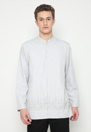 JOBB Haydar Baju Koko Pria Lengan Panjang Regular Fit Light Grey