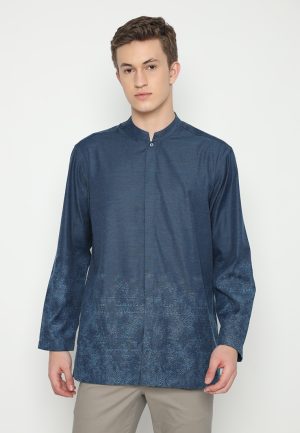 JOBB Dayim Baju Koko Pria Lengan Panjang Regular Fit Blue