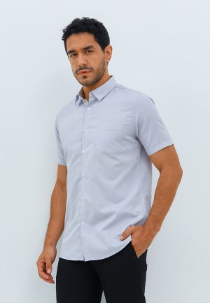Jobb Pearsall Kemeja Pria Lengan Pendek Slim Fit Light Grey