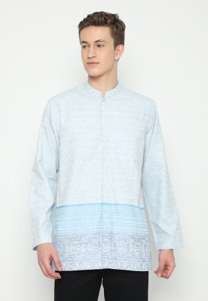 JOBB Parshan Baju Koko Pria Lengan Panjang Regular Fit Light Blue