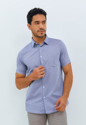 Jobb Pearsall Kemeja Pria Lengan Pendek Slim Fit Navy