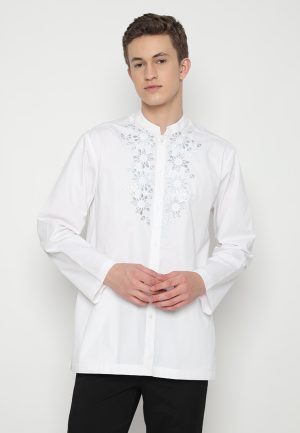 JOBB Rayan Baju Koko Pria Lengan Panjang Regular Fit Putih