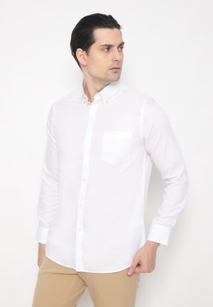Jobb Bassein Kemeja Pria Lengan Panjang Slim Fit Putih