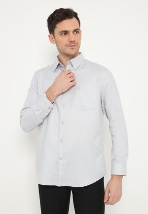 Jobb Brioni Kemeja Pria Lengan Panjang Regular Fit Abu-Abu 3