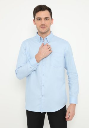 Jobb Brioni Kemeja Pria Lengan Panjang Regular Fit Biru 3