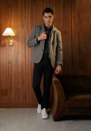 Jobb Darden-T2 Hybird Blazer Pria Slim Fit Light Grey