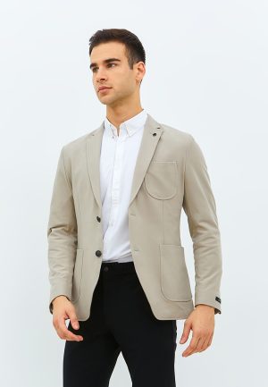 Jobb Edmond-T2 Blazer Pria Slim Fit Light Khaki