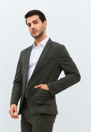 Jobb Rickman-T1 Blazer Pria Slim Fit Olive