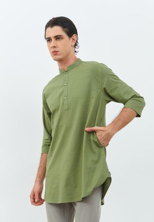 Jobb Arkhan Baju Koko Pria Kurta Lengan Pendek Regular Fit Hijau