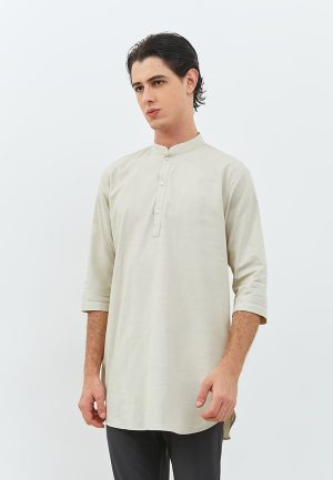 Jobb Arkhan Baju Koko Pria Kurta Lengan Pendek Regular Fit Khaki
