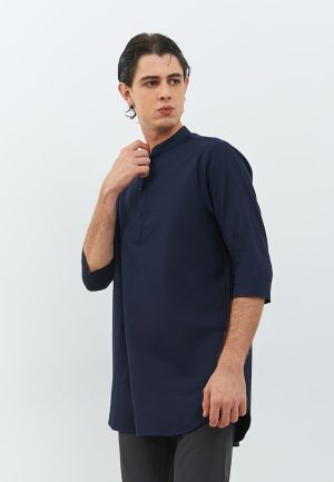 Jobb Arkhan Baju Koko Pria Kurta Lengan Pendek Regular Fit Navy