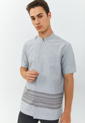 Jobb Imran Baju Koko Pria Lengan Pendek Regular Fit Abu-Abu