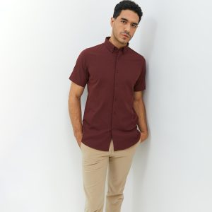 Jobb Edore Kemeja Pria Lengan Pendek Slim Fit Wine