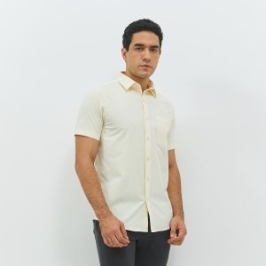 JOBB Truro Kemeja Pria Lengan Pendek Slim Fit Cream