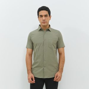 JOBB Truro Kemeja Pria Lengan Pendek Slim Fit Medium Green