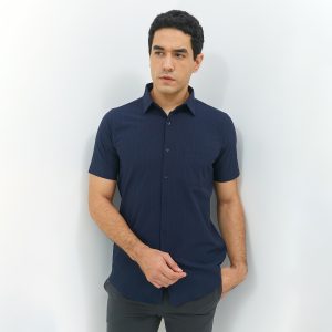 JOBB Truro Kemeja Pria Lengan Pendek Slim Fit Navy