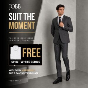 JOBB Marrakesh Setelan Jas dan Celana Pria Slim Fit Abu-Abu
